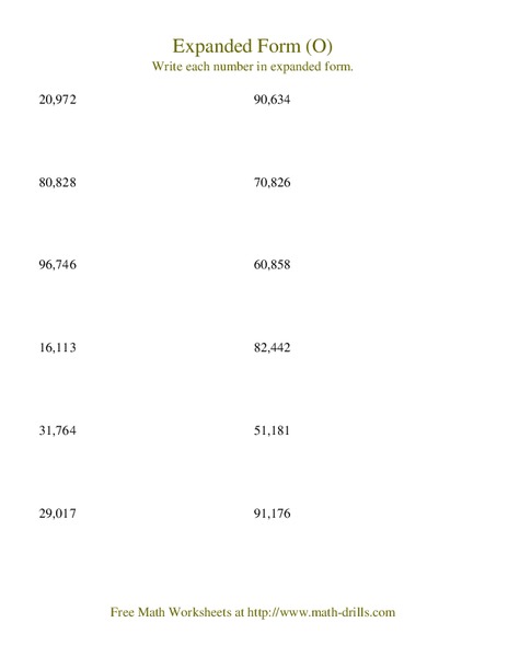 Expanded Form (O) Worksheet