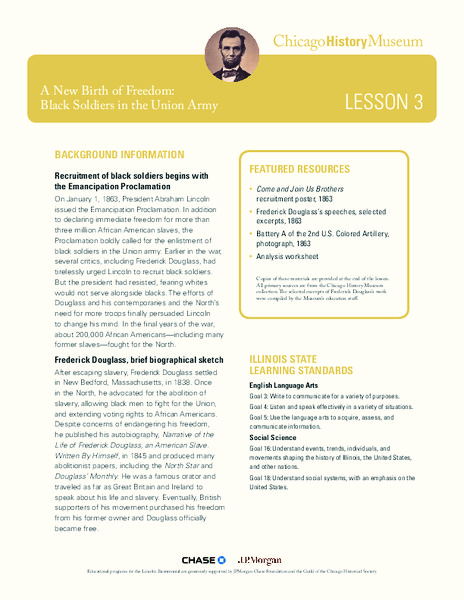 A New Birth of Freedom: Black Soldiers in the Union Army Lesson Plan