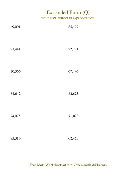 Expanded Form (Q) Worksheet