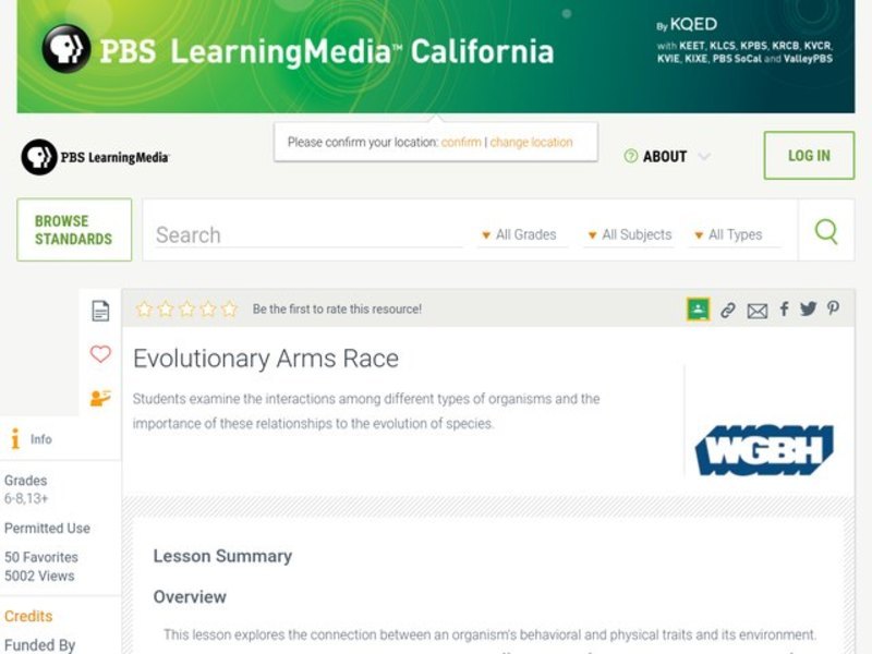 Evolutionary Arms Race Lesson Plan