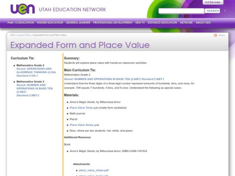 Expanded Form and Place Value Lesson Plan