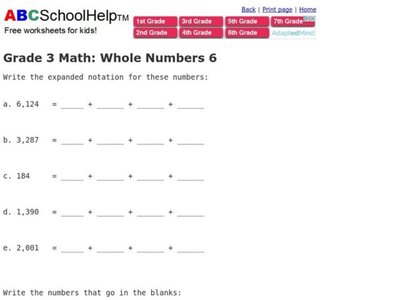Expanded Notation Worksheet