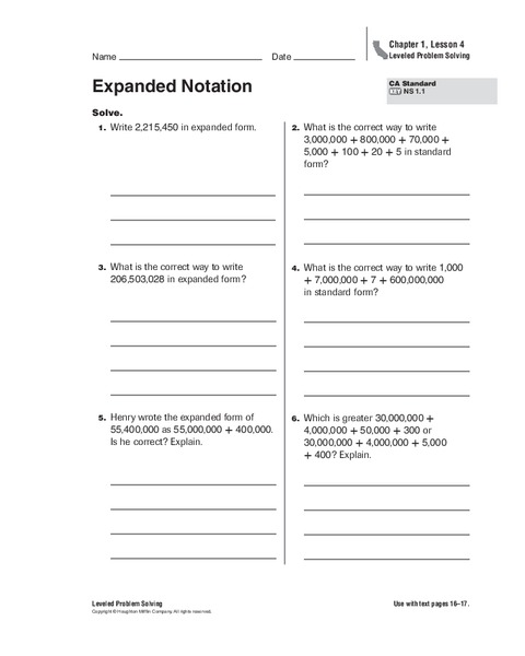 Expanded Notation Worksheet