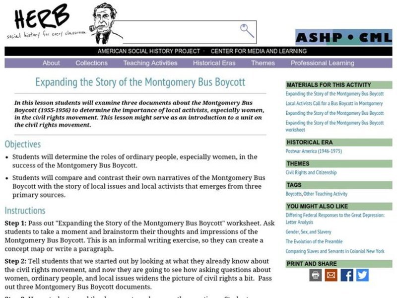 Expanding the Story of the Montgomery Bus Boycott Lesson Plan