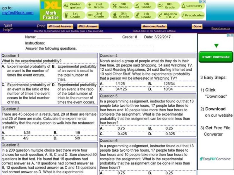 Experimental Probability Interactive