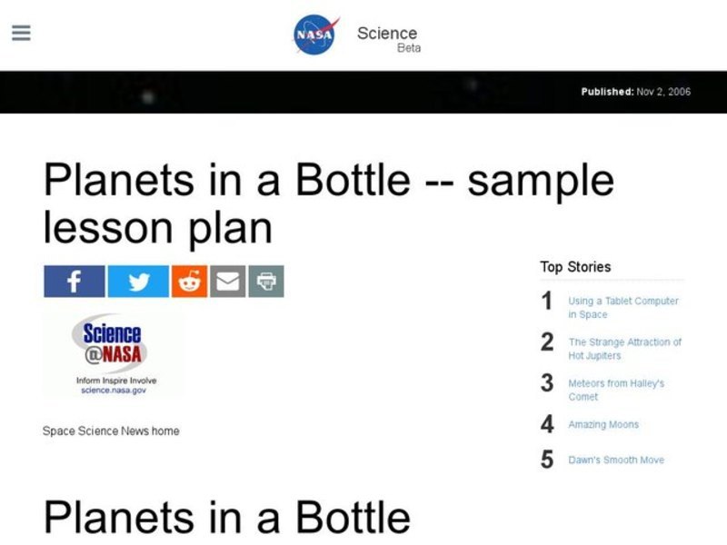 Planets in a Bottle Lesson Plan