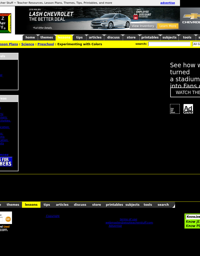 Experimenting with Colors Lesson Plan
