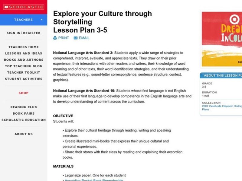 Explore your Culture through Storytelling Lesson Plan