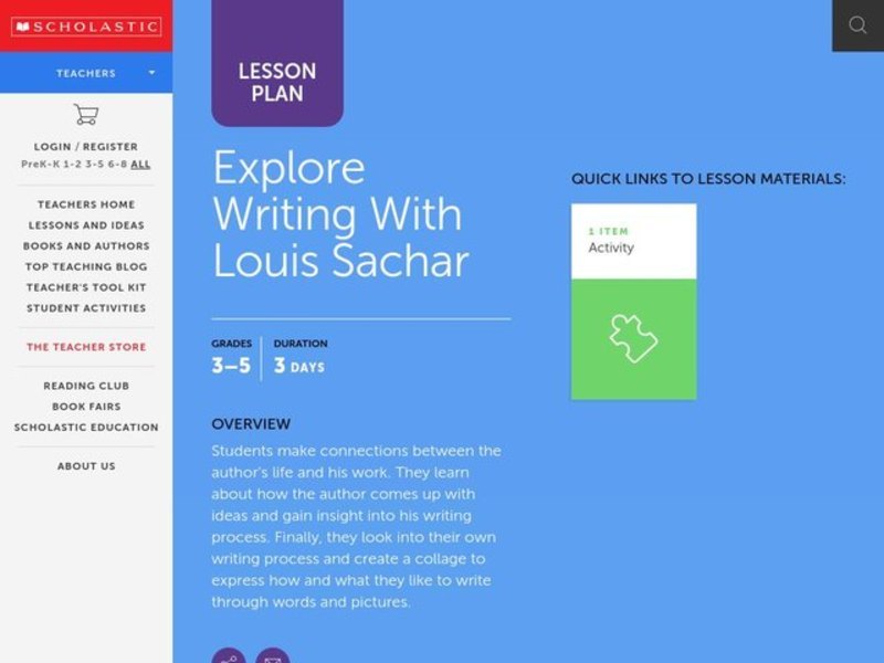 Explore Writing with Louis Sachar Lesson Plan