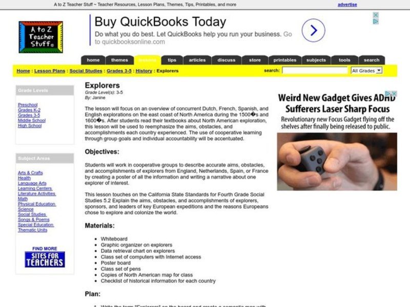 Explorers Lesson Plan