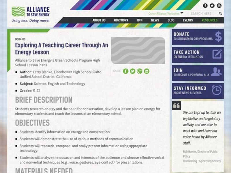 Exploring a Teaching Career Through an Energy Lesson Lesson Plan