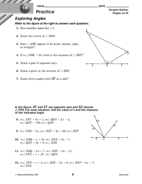 Exploring Angles Worksheet