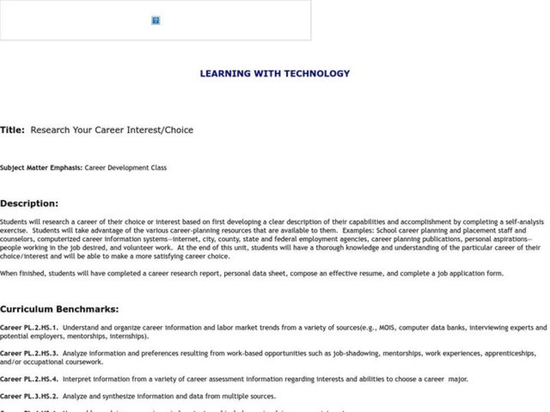 Exploring Career Choices Lesson Plan