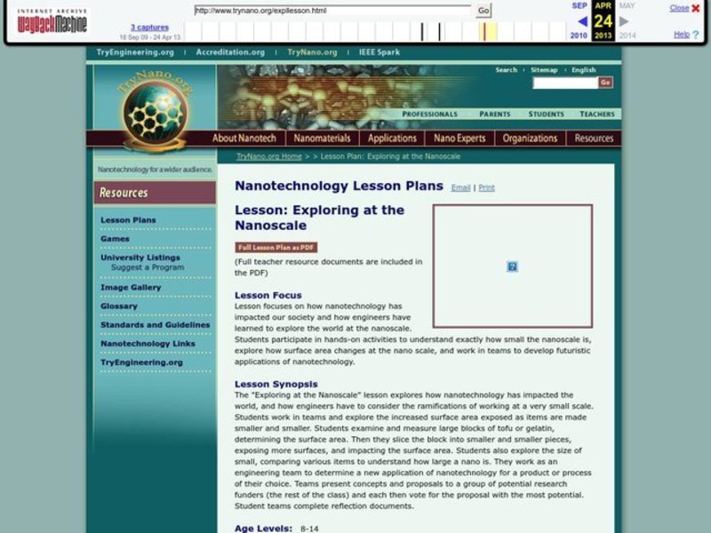 Exploring at the Nanoscale Lesson Plan