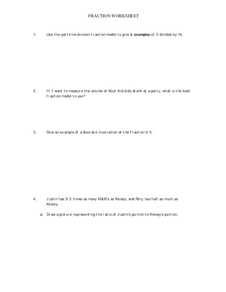 Fraction Worksheet Worksheet