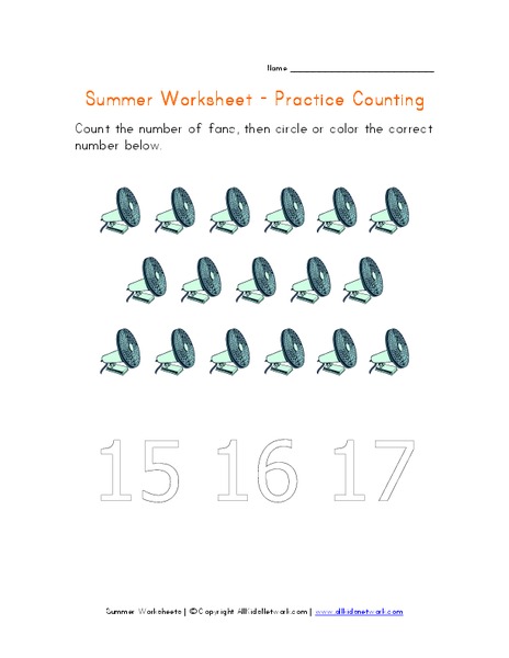 Summer Worksheet: Practice Counting Worksheet