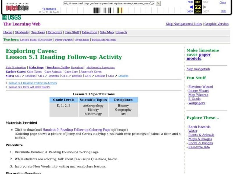 Exploring Caves Lesson Plan