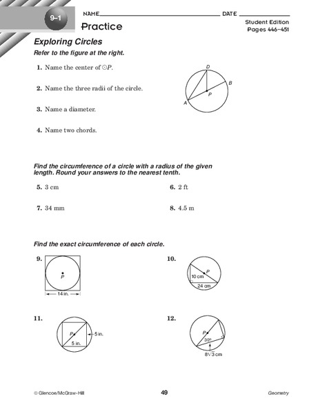 Exploring Circles Worksheet