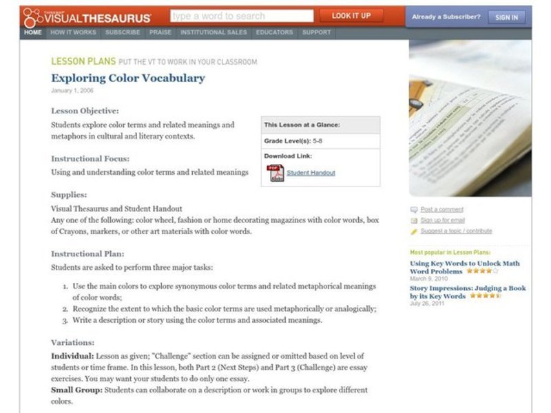 Exploring Color Vocabulary Lesson Plan