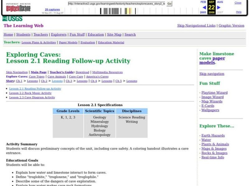 Exploring Caves Lesson Plan