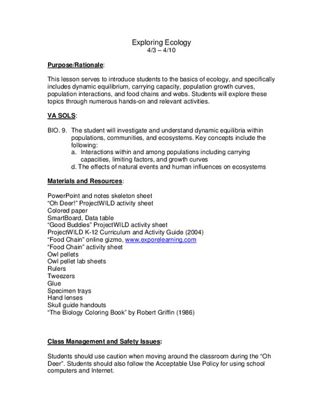 Exploring Ecology Lesson Plan