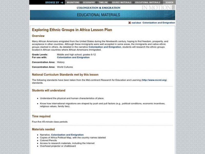 Exploring Ethnic Groups in Africa Lesson Plan