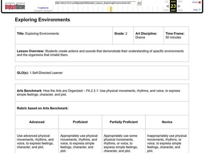 Exploring Environments Lesson Plan