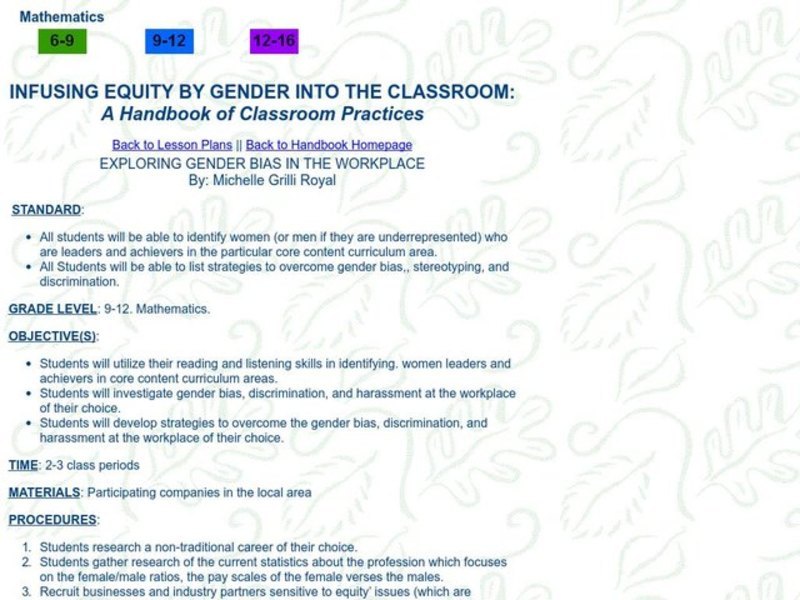 EXPLORING GENDER BIAS IN THE WORKPLACE Lesson Plan