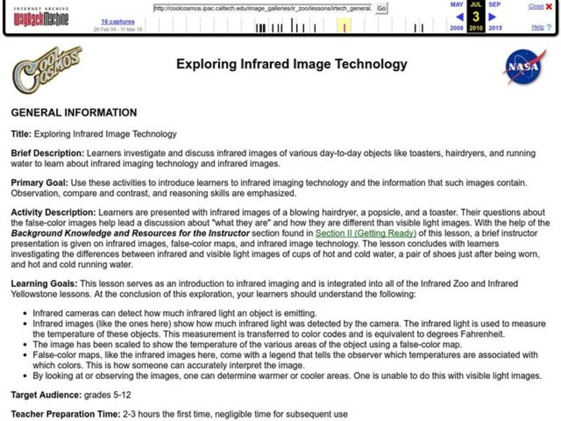 Exploring Infrared Image Technology Lesson Plan