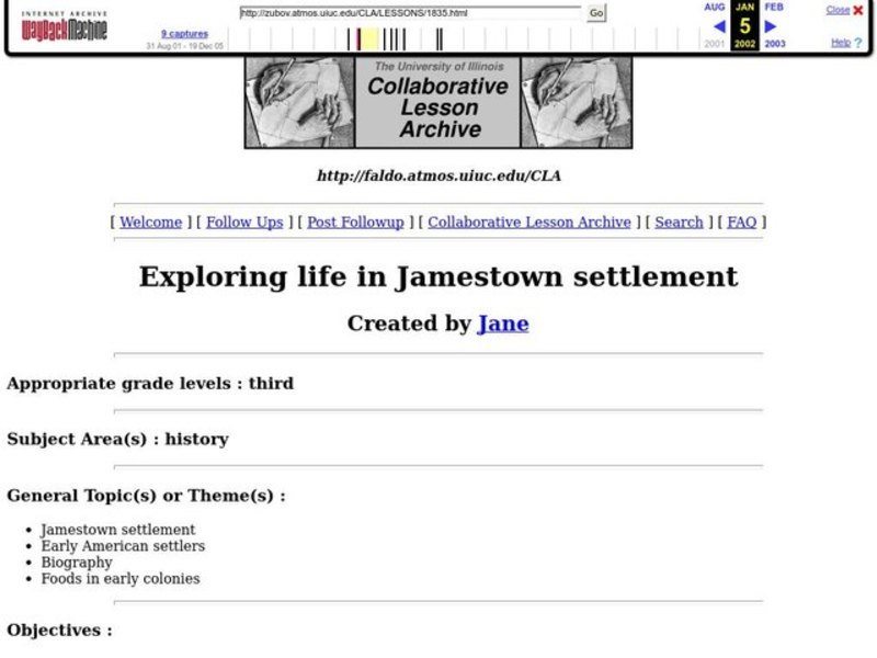 Exploring Life in Jamestown Settlement Lesson Plan