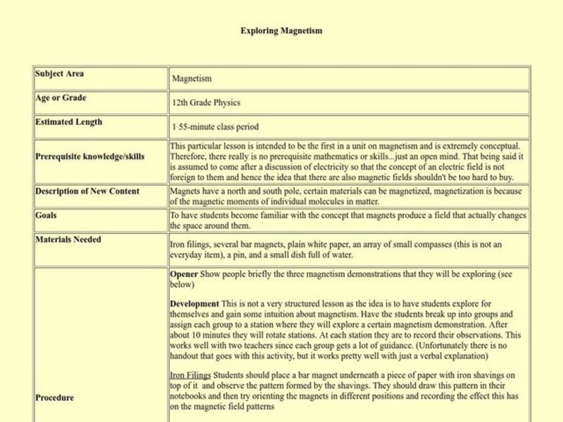 Exploring Magnetism Lesson Plan