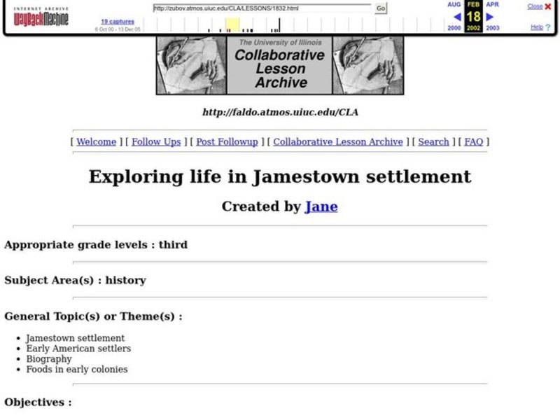 Exploring Life in Jamestown Settlement Lesson Plan
