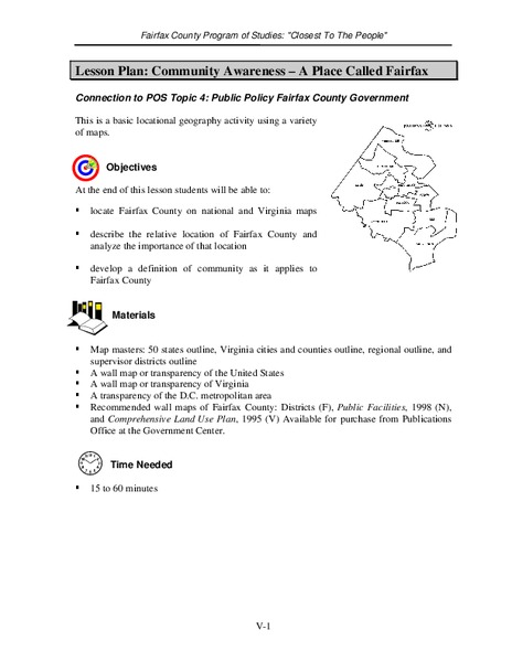 A Place Called Fairfax Lesson Plan