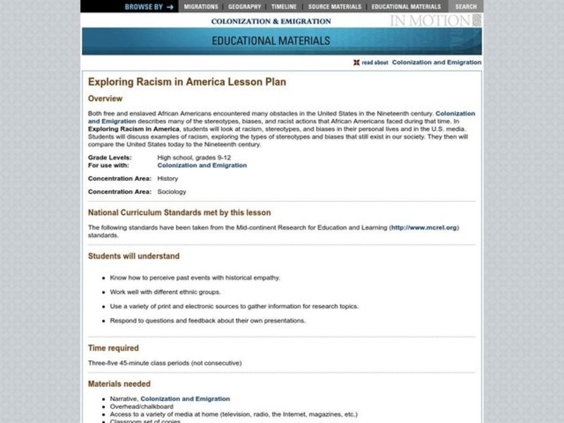 Exploring Racism in America Lesson Plan