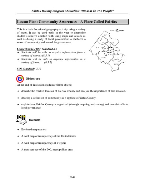 A Place Called Fairfax Lesson Plan