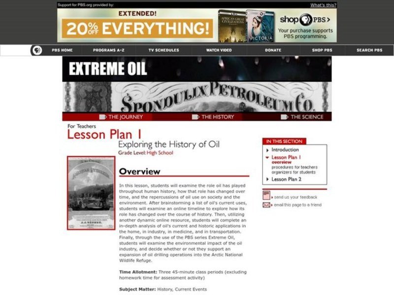 Exploring the History of Oil Lesson Plan