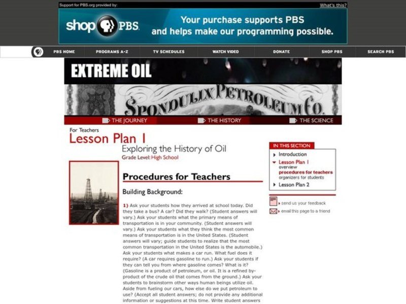 Exploring the History of Oil Lesson Plan