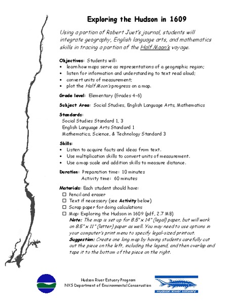 Exploring the Hudson in 1609 Lesson Plan