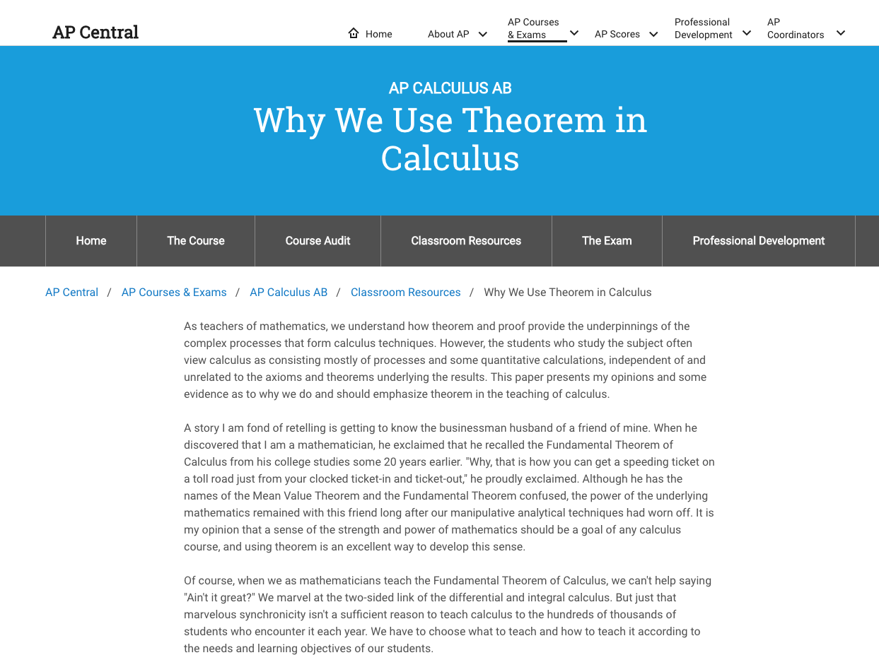 Why We Use Theorem In Calculus AP Test Prep