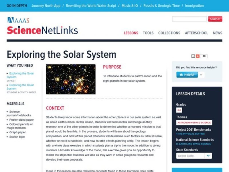 Exploring the Solar System Lesson Plan