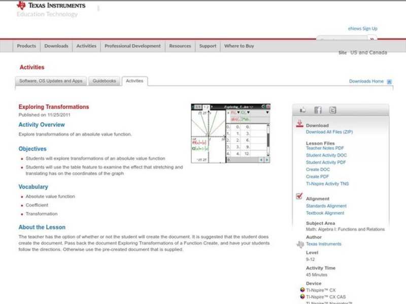 Exploring Transformations Lesson Plan