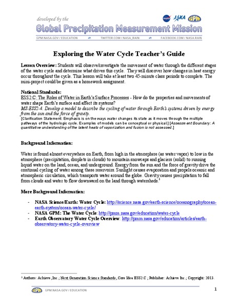 Exploring the Water Cycle Lesson Plan