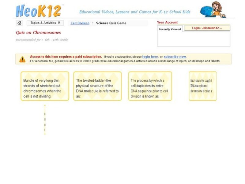Chromosomes Quiz Interactive