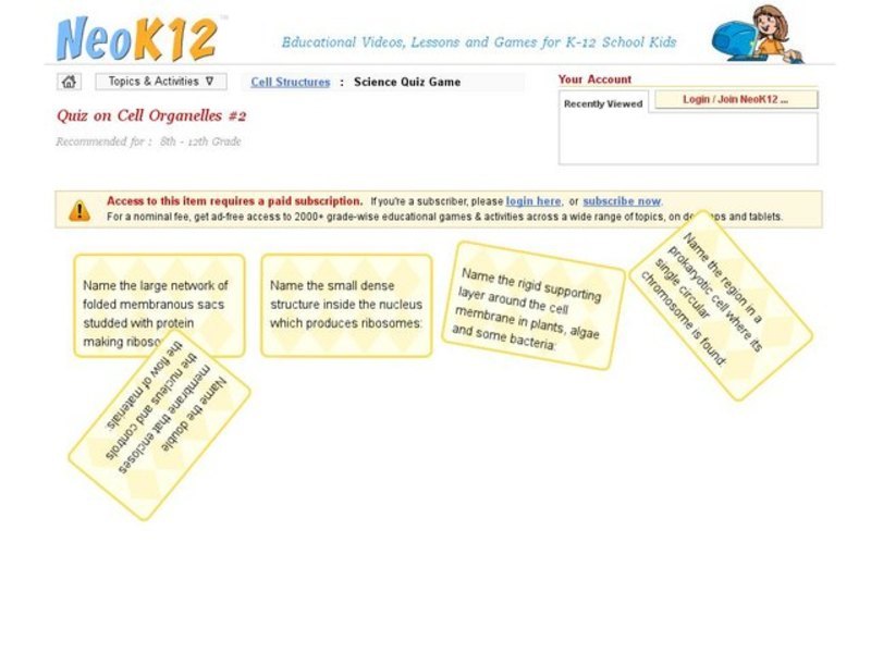 Cell Organelles Quiz #2 Interactive