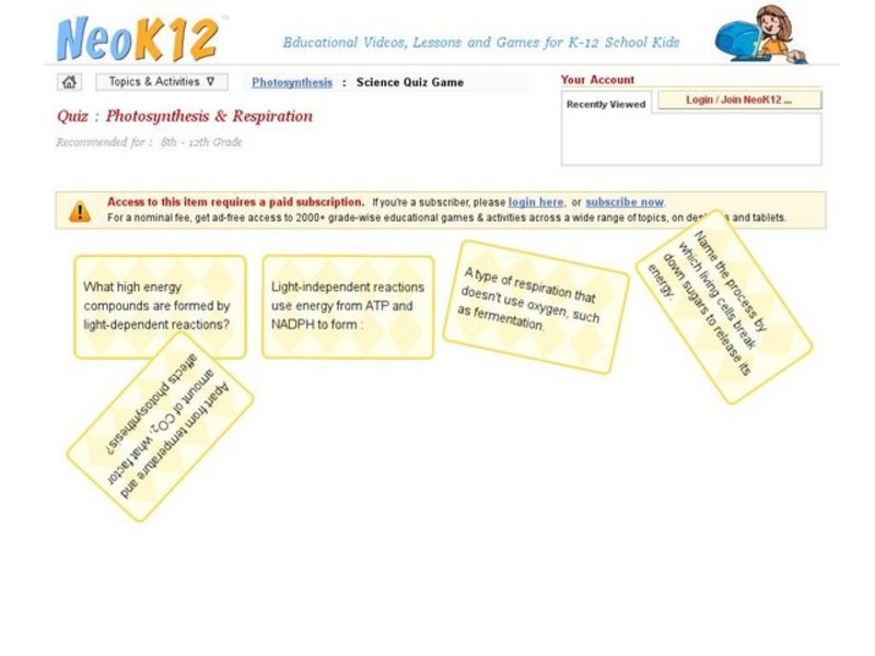 Photosynthesis & Respiration Interactive
