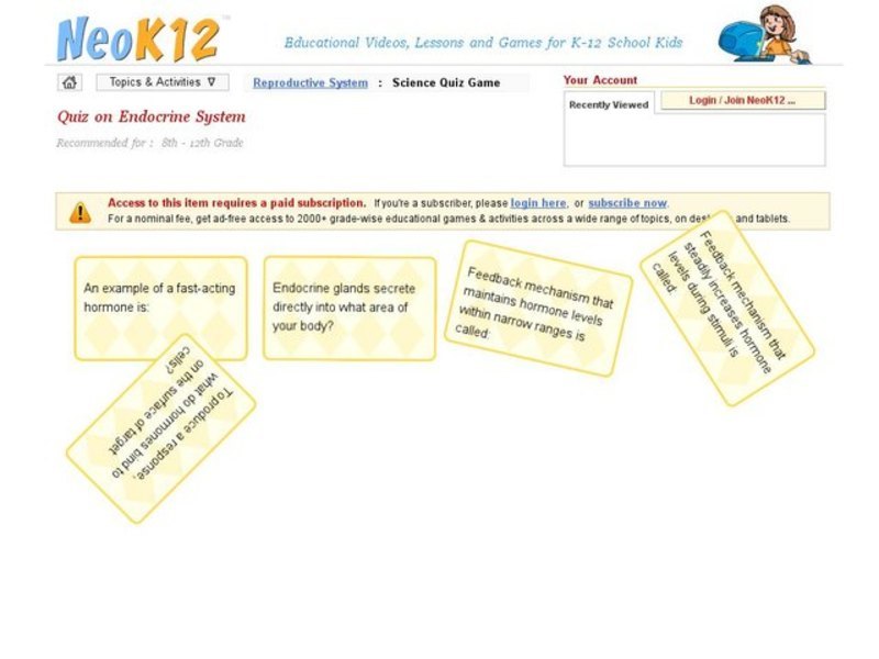 Endocrine System Quiz Interactive