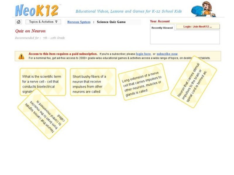 Quiz on Neuron Interactive