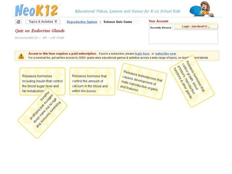 Endocrine Glands Quiz Interactive
