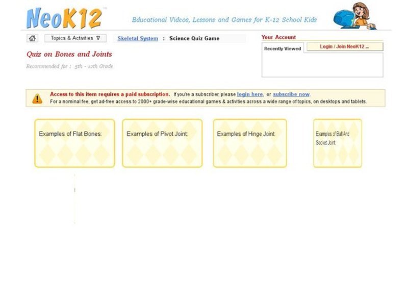 Bones and Joints-Quiz Interactive