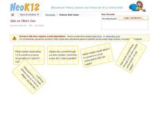 Quiz on Ohm's Law Interactive